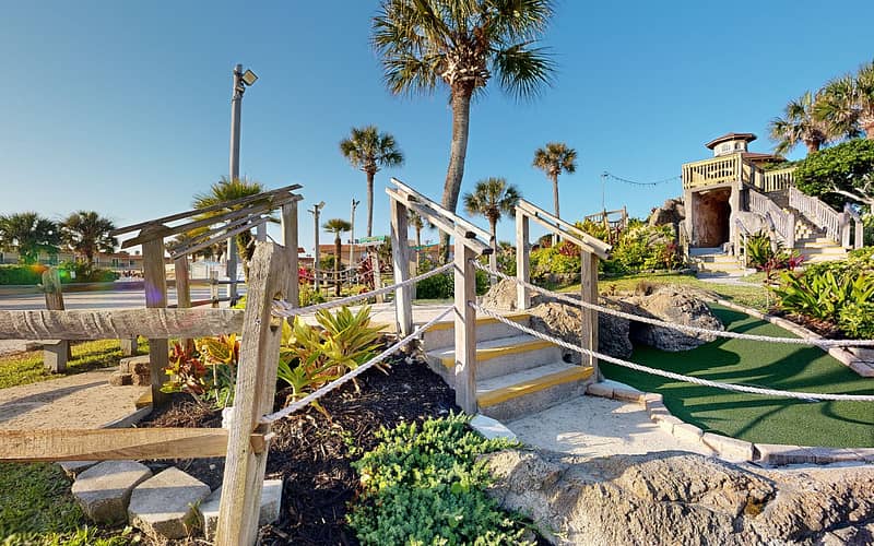 The garden path with lookout tower and rock grotto